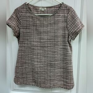 Max Studio Pink Tweed Short Sleeve Top